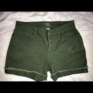 Olive Green Midi Shorts